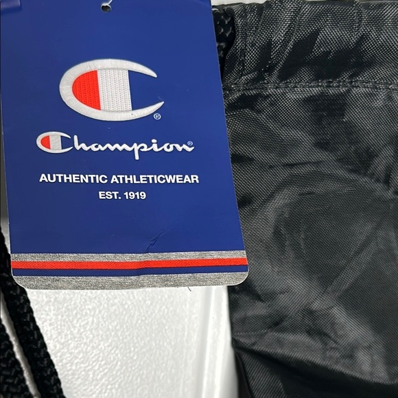 Champion Black Drawstring On the Go Bag with Logo NWT - Picture 7 of 10